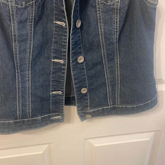 Christopher & Banks Jean Vest with Rhinestones - Picture 3 of 8